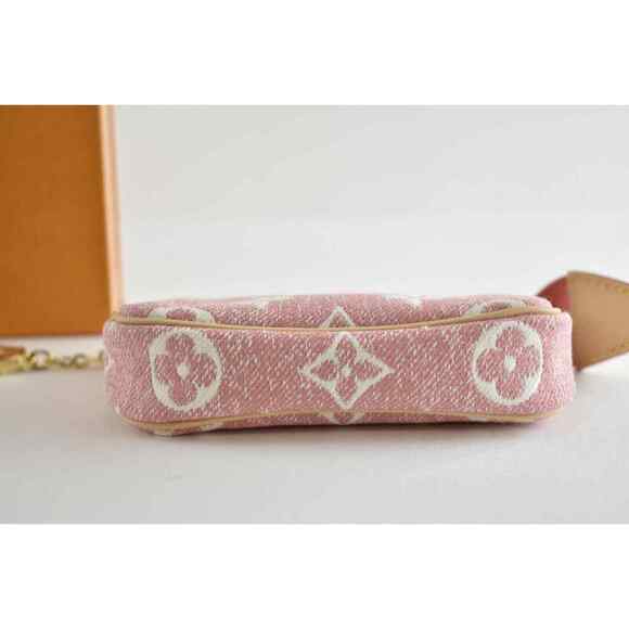 Louis Vuitton Micro Pochette Accessoires Denim Rose Pink Monogram Key Coin Purse - Picture 10 of 11